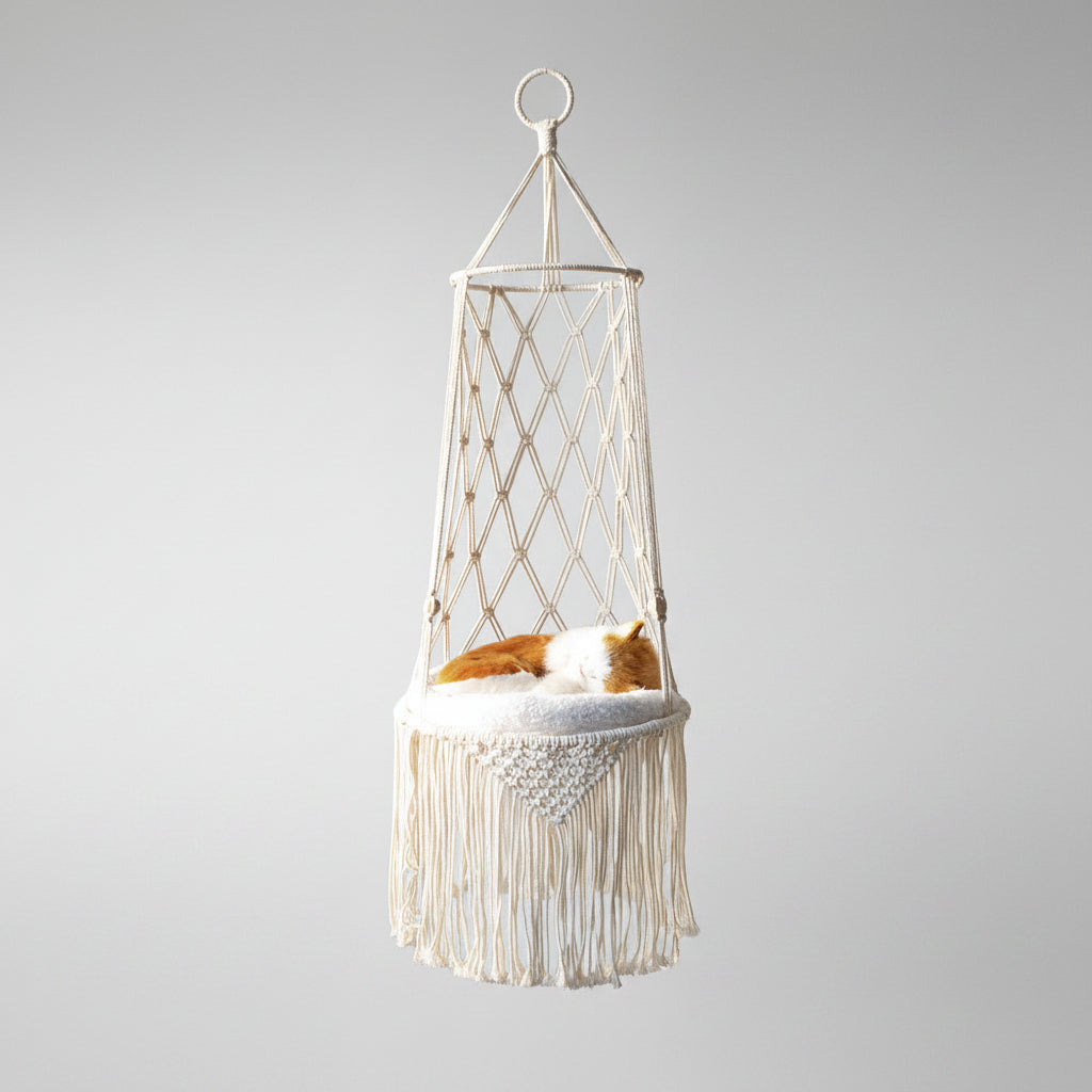 Macrame Hanging Pet Bed Macrame Cat Hammock Wall Hanging Cat Hammock Macrame Cat Bed-Pet Gifts Hammock Macrame Cat Swing.
