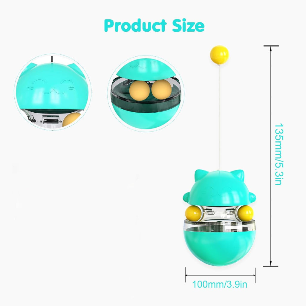 Teal and yellow toy with dimensions on a white background