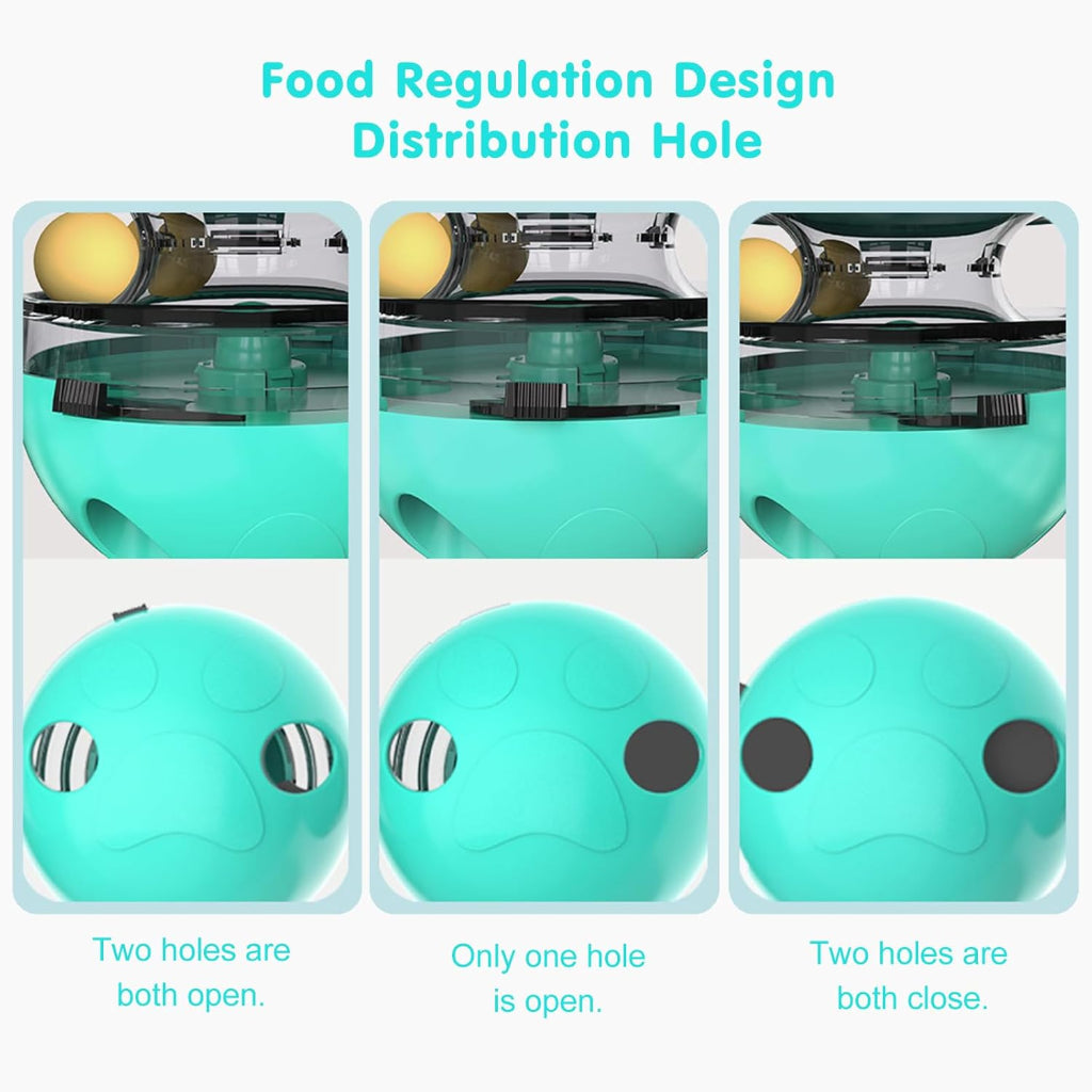 Teal device with distribution holes showing different states on a white background.