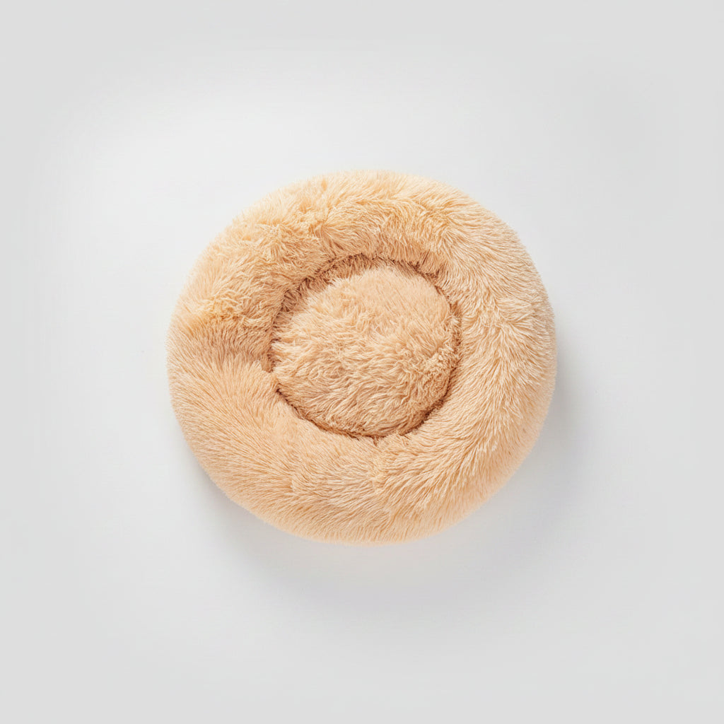 Fluffy Donut Dog Bed  Warm Soft Long Plush Pet Cushion Dog House Cat  Bed Washable Pet Sofa Mat Calming Samll Large Dog Beds..