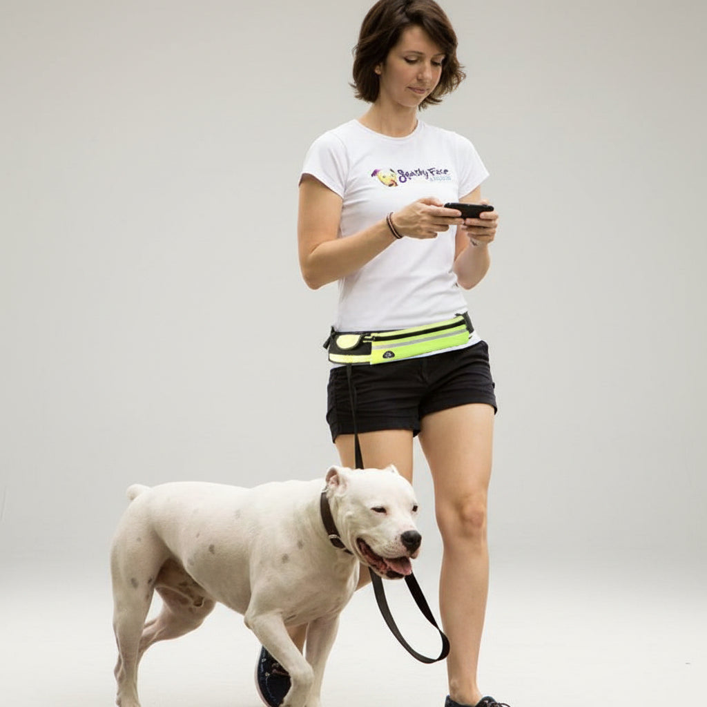 Hands Free Dog Leash Pet Walking And Training Belt With Shock Absorbing Bungee Leash For Up To 180lbs Large Dogs Phone Pocket And Water Bottle Holder...