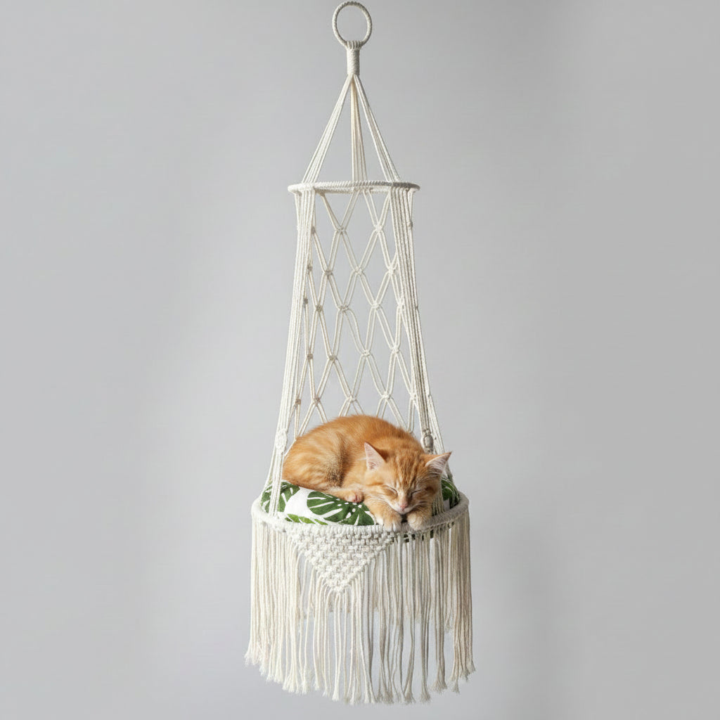 Macrame Hanging Pet Bed Macrame Cat Hammock Wall Hanging Cat Hammock Macrame Cat Bed-Pet Gifts Hammock Macrame Cat Swing..