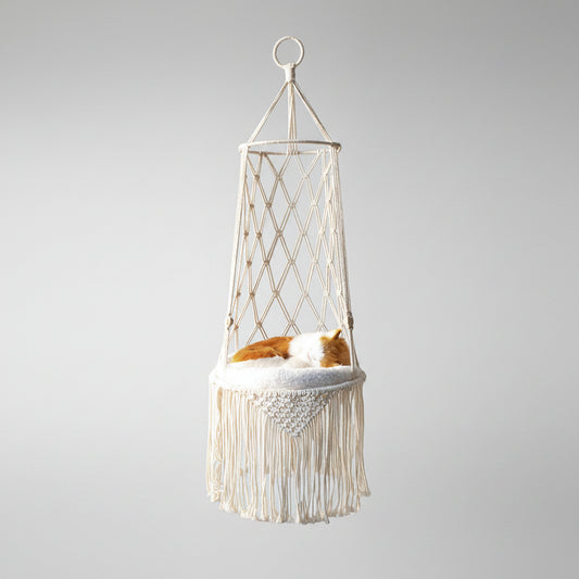 Macrame Hanging Pet Bed Macrame Cat Hammock Wall Hanging Cat Hammock Macrame Cat Bed-Pet Gifts Hammock Macrame Cat Swing.