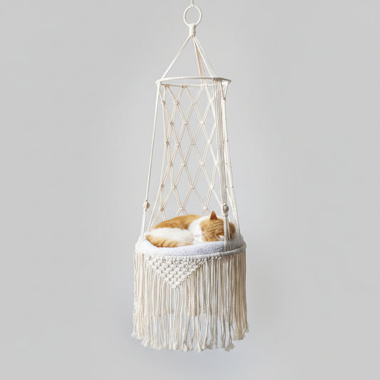 Macrame Hanging Pet Bed Macrame Cat Hammock Wall Hanging Cat Hammock Macrame Cat Bed-Pet Gifts Hammock Macrame Cat Swing